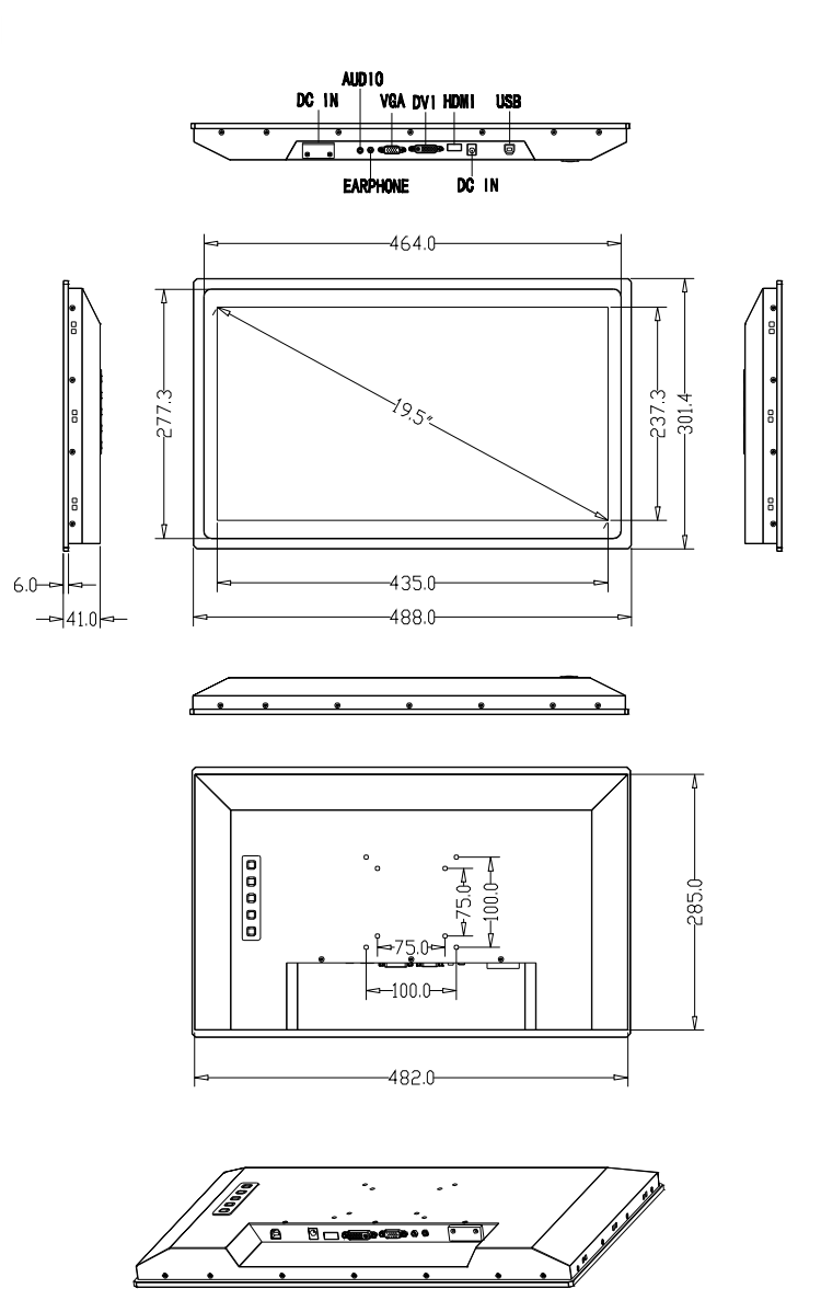 19.5-inch Widescreen Industrial Touch Monitor
